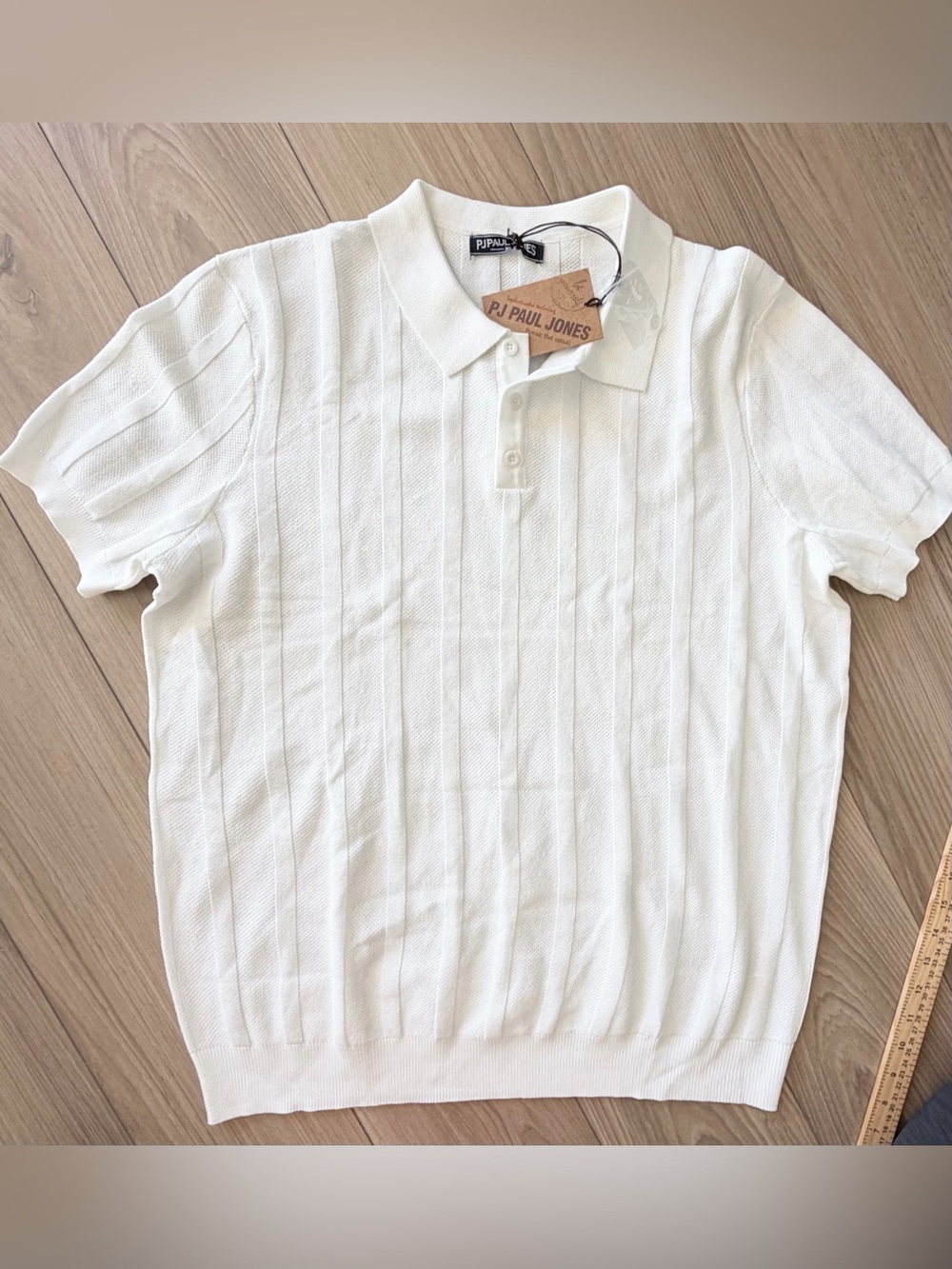 NWT PJ Paul Jones Mens White Short-Sleeve Textured Knit Polo Shirt Sz XL